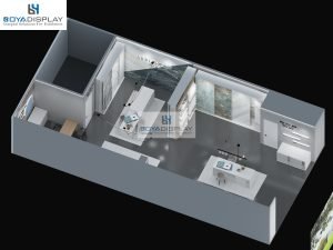 3D renderings of a tile showroom designed for a client